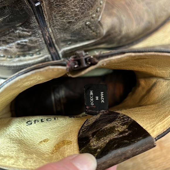 Sonora by Double H Brown Leather Studded Cowboy Booties 8 1/2M - Picture 9 of 10